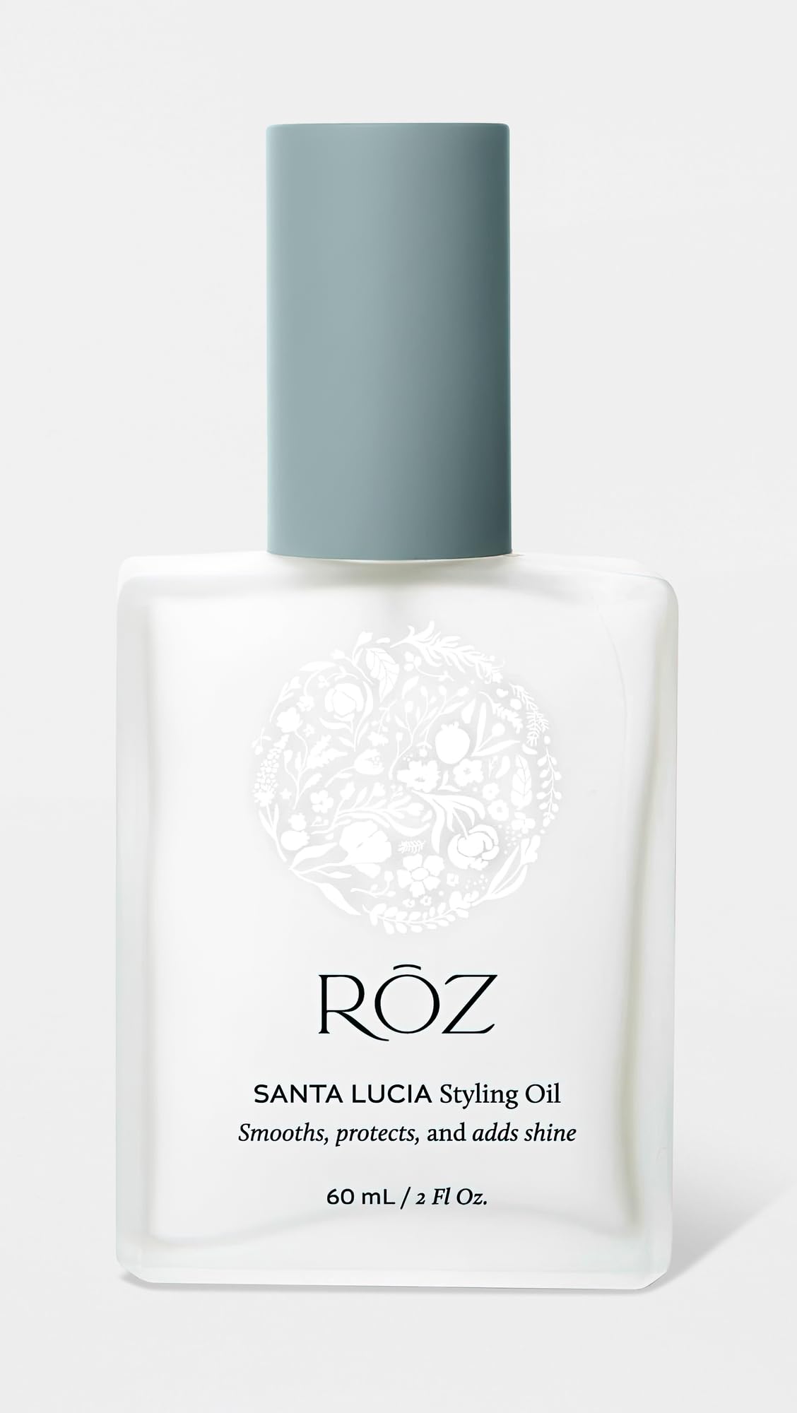 ROZ Santa Lucia styling oil shine closeup highlighting radiant finish on hair strand