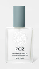 ROZ Santa Lucia styling oil shine closeup highlighting radiant finish on hair strand