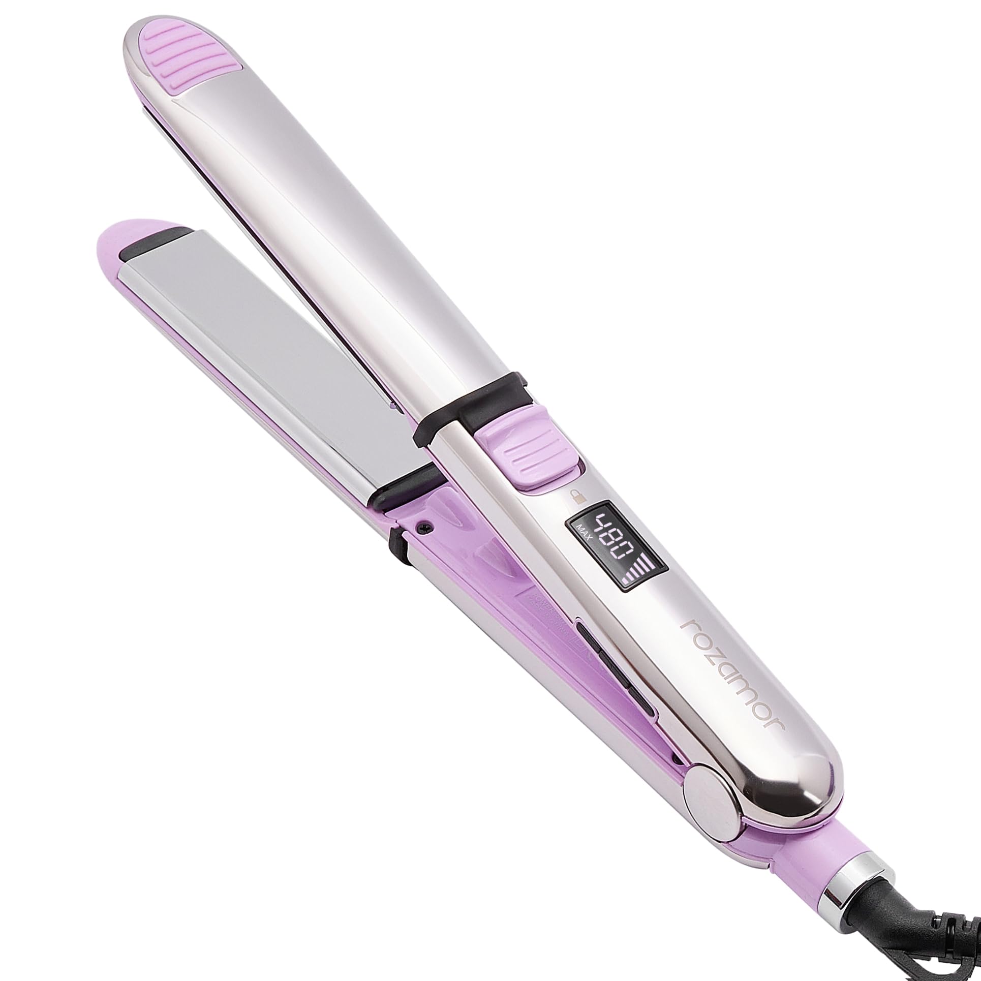 Rozamor 2-in-1 flat iron front view for fast, salon-quality styling at home.