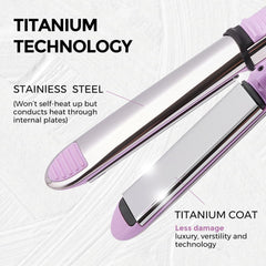 Rozamor 2-in-1 flat iron side controls show precise temperature adjustments for styling versatility.