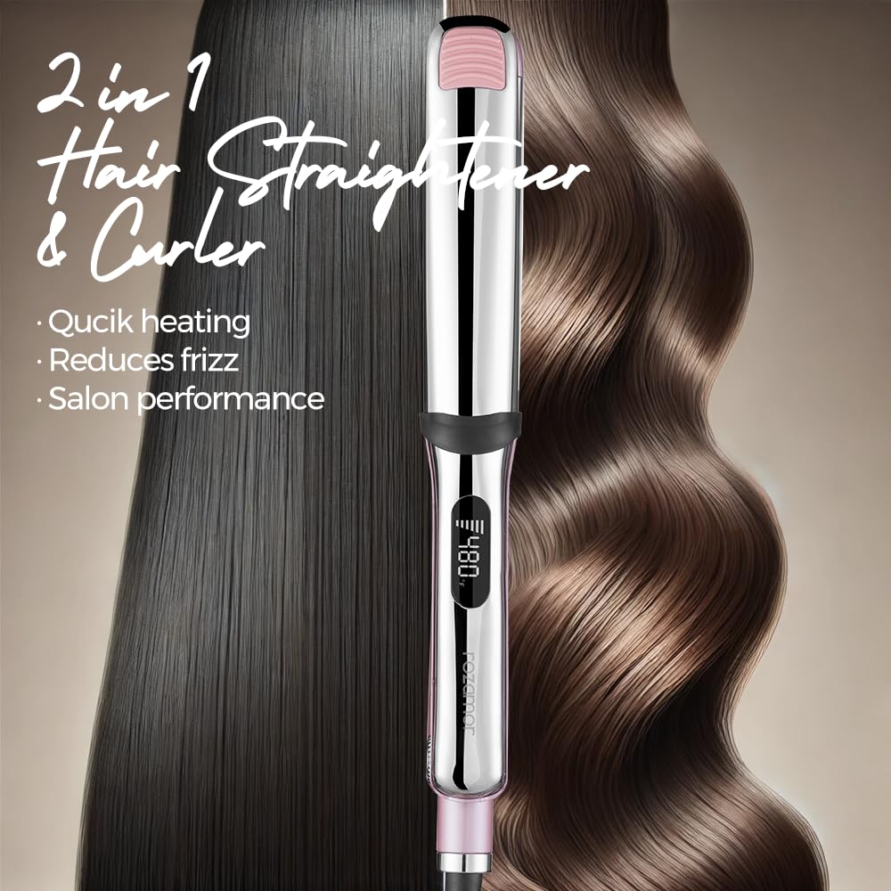 Rozamor flat iron with dual-voltage features for worldwide use while traveling