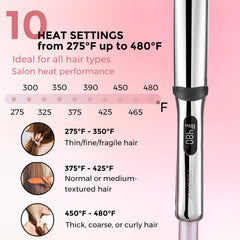 Rozamor flat iron side control highlighting easy temperature adjustments during styling