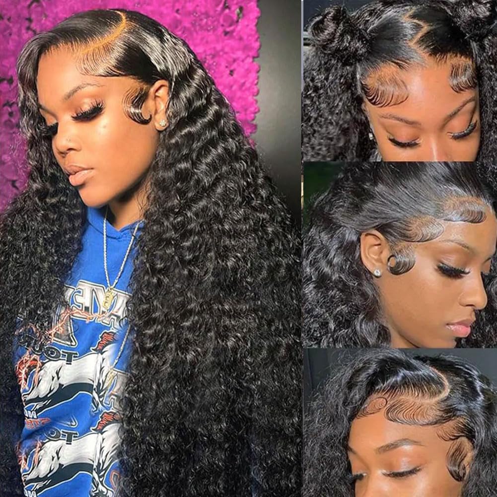 Rozilo Aomllute deep-wave lace-front wig 30 inch for natural fullness and everyday styling.