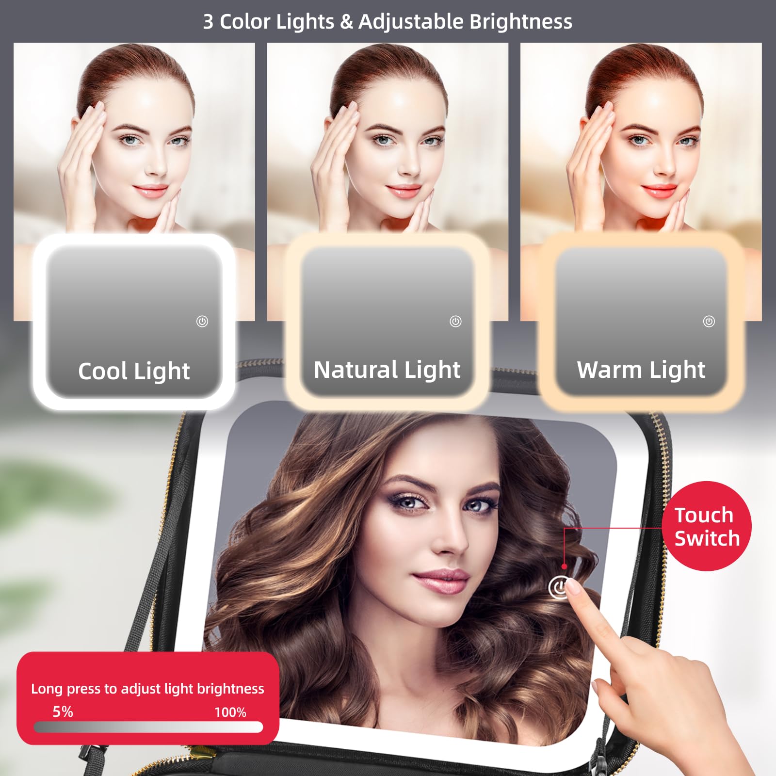 RRtide two-layer makeup case offers large-capacity storage for cosmetics.