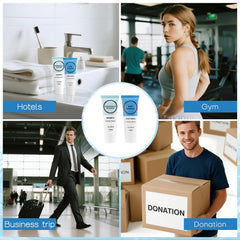 RSQAZQ individually wrapped toiletries pack promotes hygiene on the go.