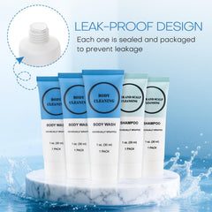 RSQAZQ travel size body wash 1oz bottle for easy packing.