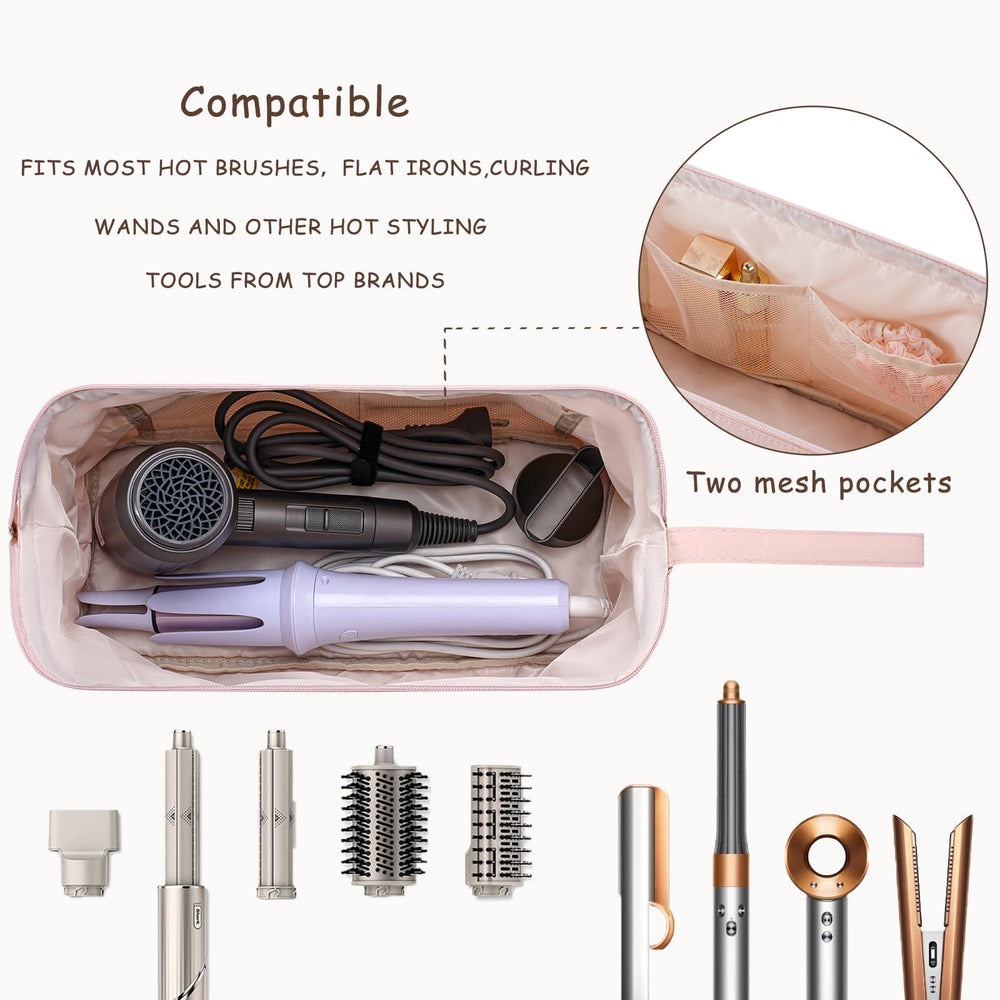 RSRSLEII hair tools travel bag hanging use demonstrates wall-mounted storage and space saving.