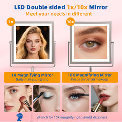 Ruacq makeup mirror height adjustable to fit various countertop heights and seating positions