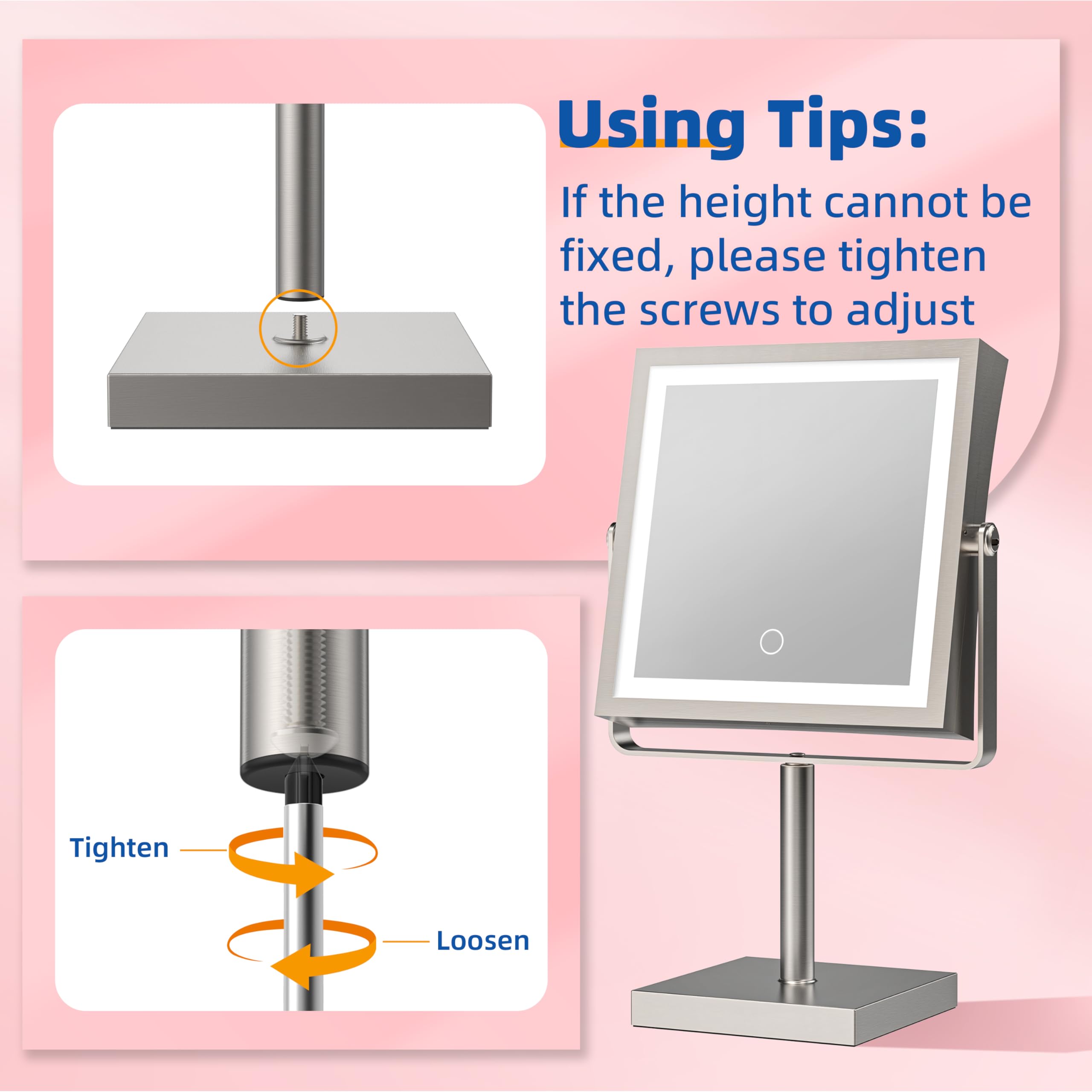 Ruacq makeup mirror packaging includes installation templates and instructions
