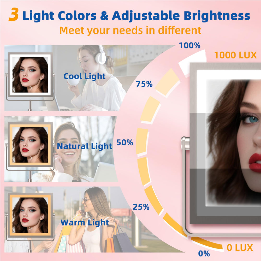 Ruacq makeup mirror offers three color temperatures for flattering lighting during makeup
