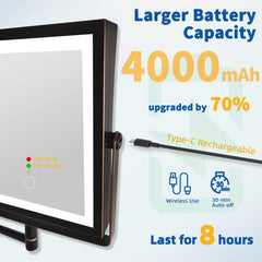 Ruacq lighting options demonstrating three color temperatures on the makeup mirror.