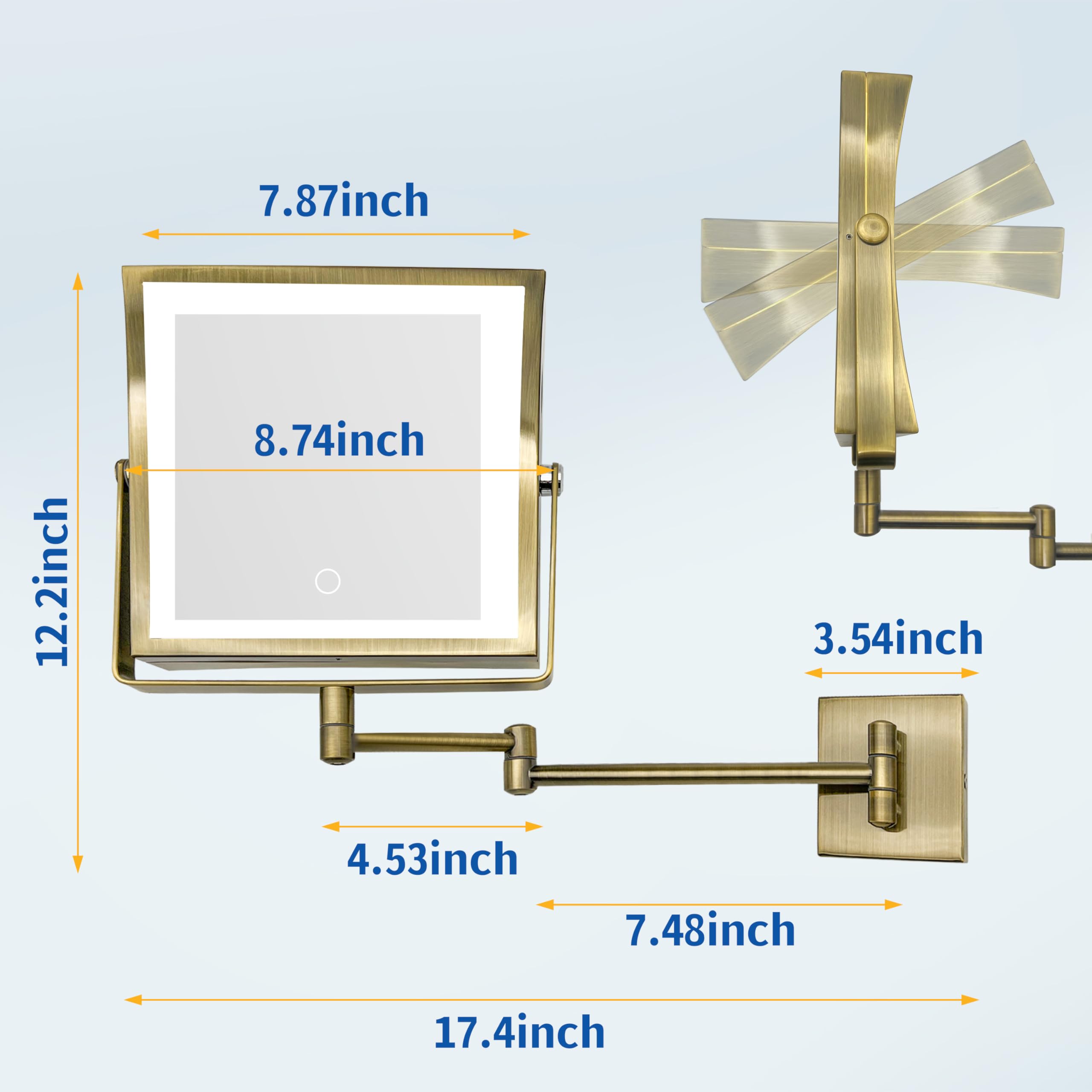 Ruacq wall mount mirror with 3 color lights suits any room and routine