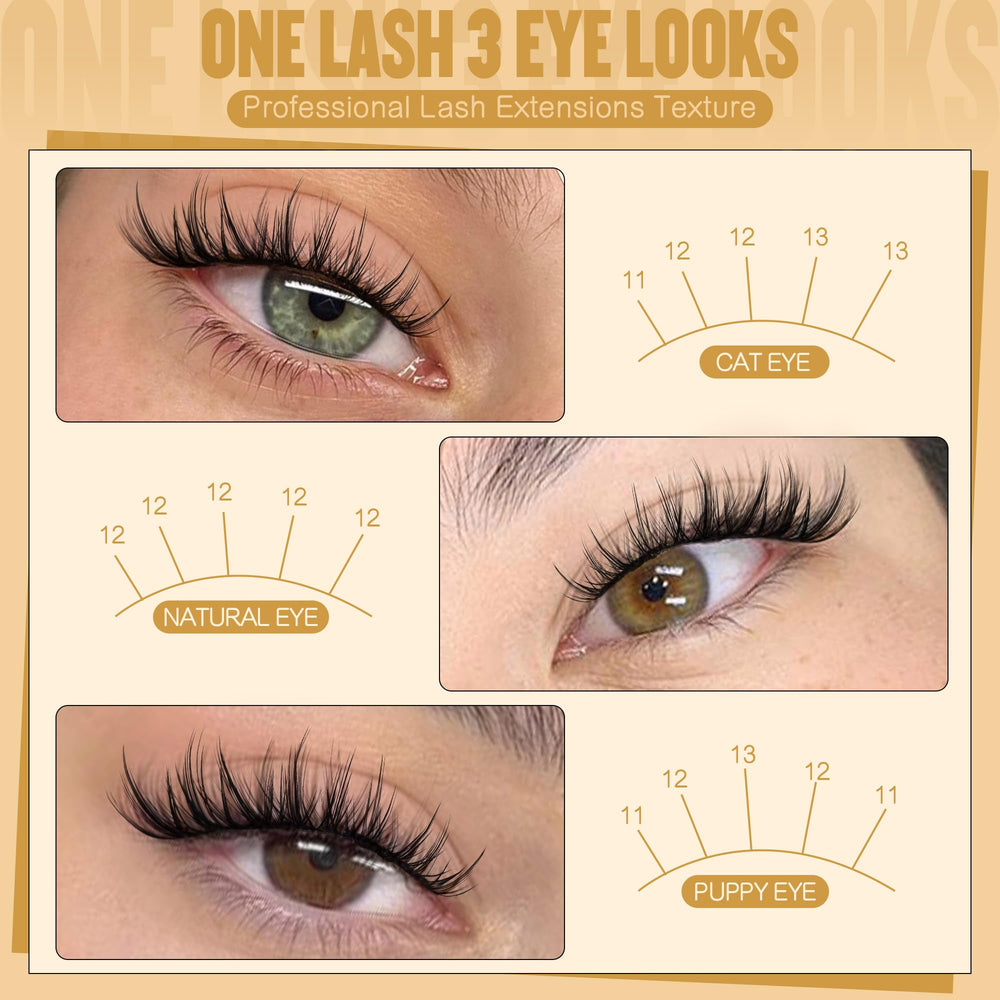Ruairie C-curly cluster lashes fit natural lash line for lift.