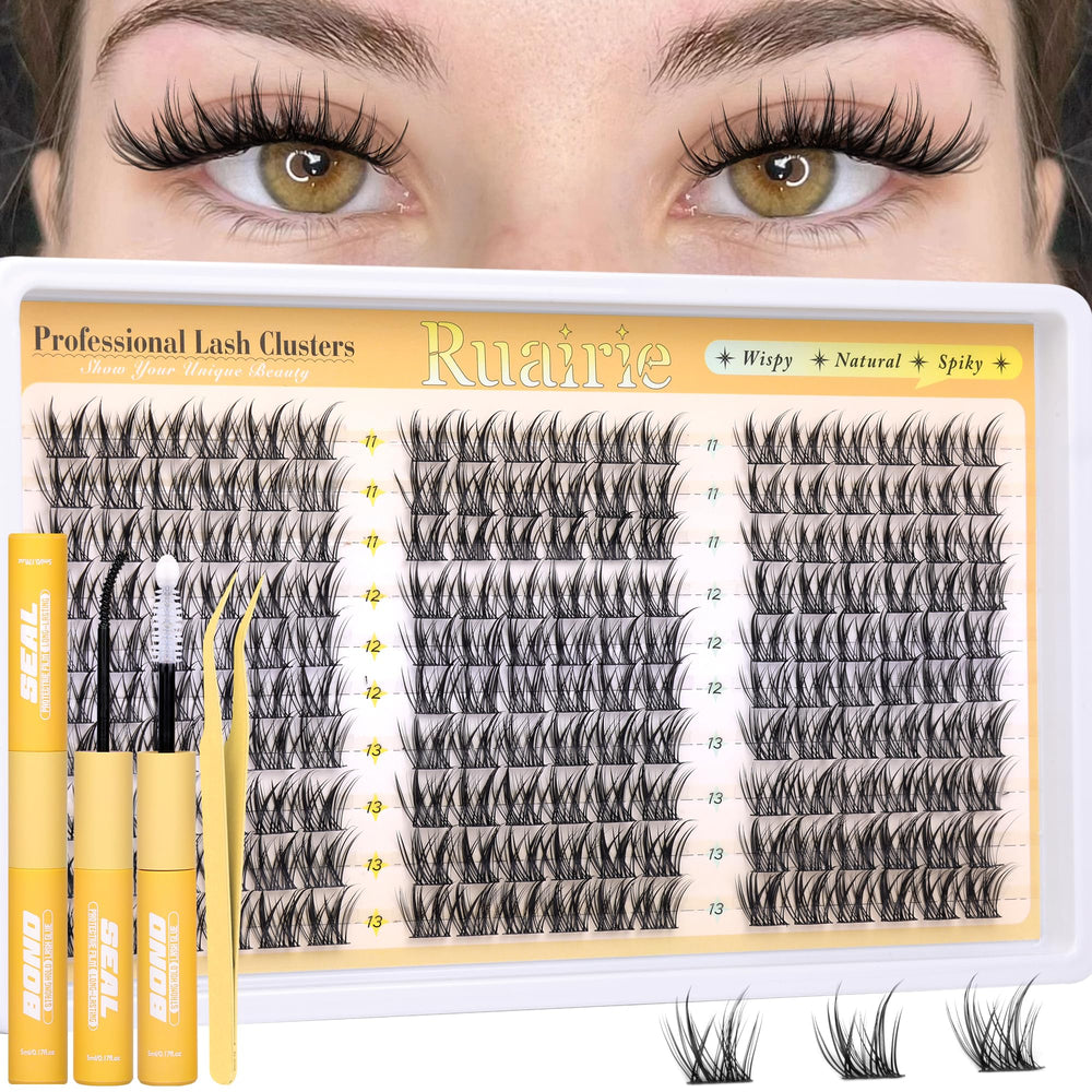 Ruairie manga lash clusters kit spike design enhances a dramatic, wide-eyed look.