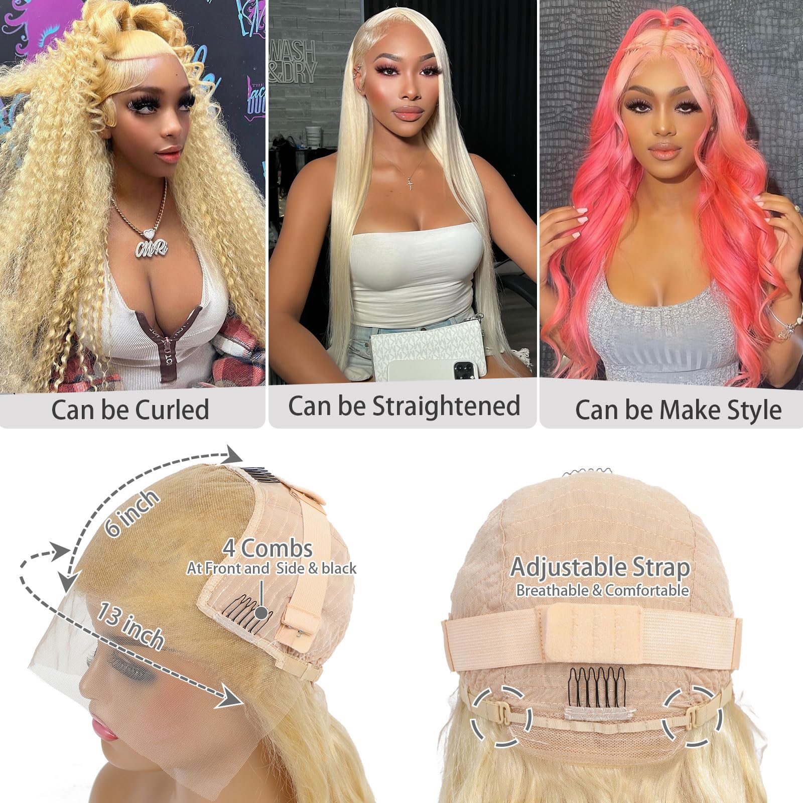 Ruaswey 200-density wig delivers full volume with flexible parting options.