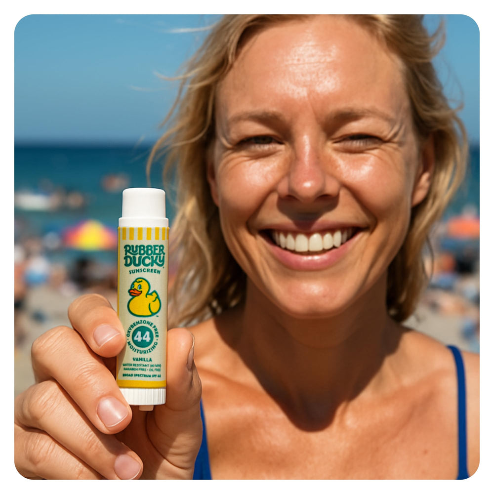 Rubber Ducky all-season lip sunscreen for daily protection and care.