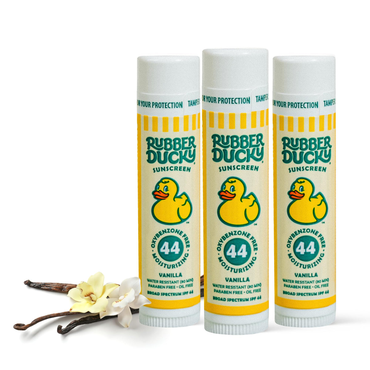 Rubber Ducky SPF44 lip balm tube for sun protection on the go.