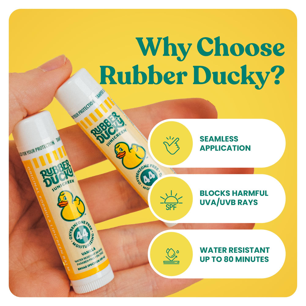 Rubber Ducky vitamin E lip balm for smooth hydration.