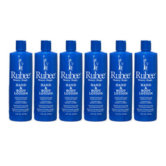 Rubee Magic Hand & Body Lotion 16oz bottle shown as a six-pack for on-the-go hydration.
