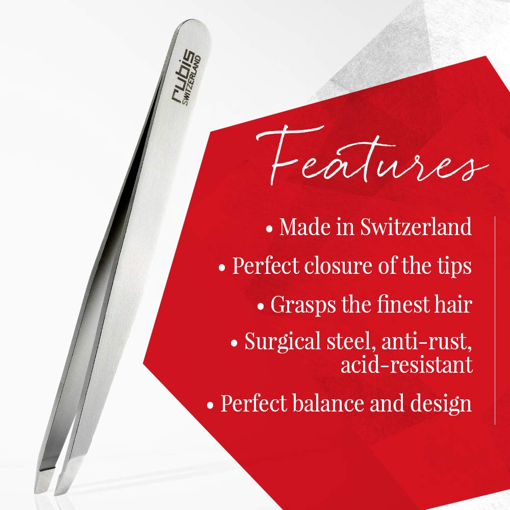 Sandblasted pewter finish on Rubis tweezer enhances grip and durability