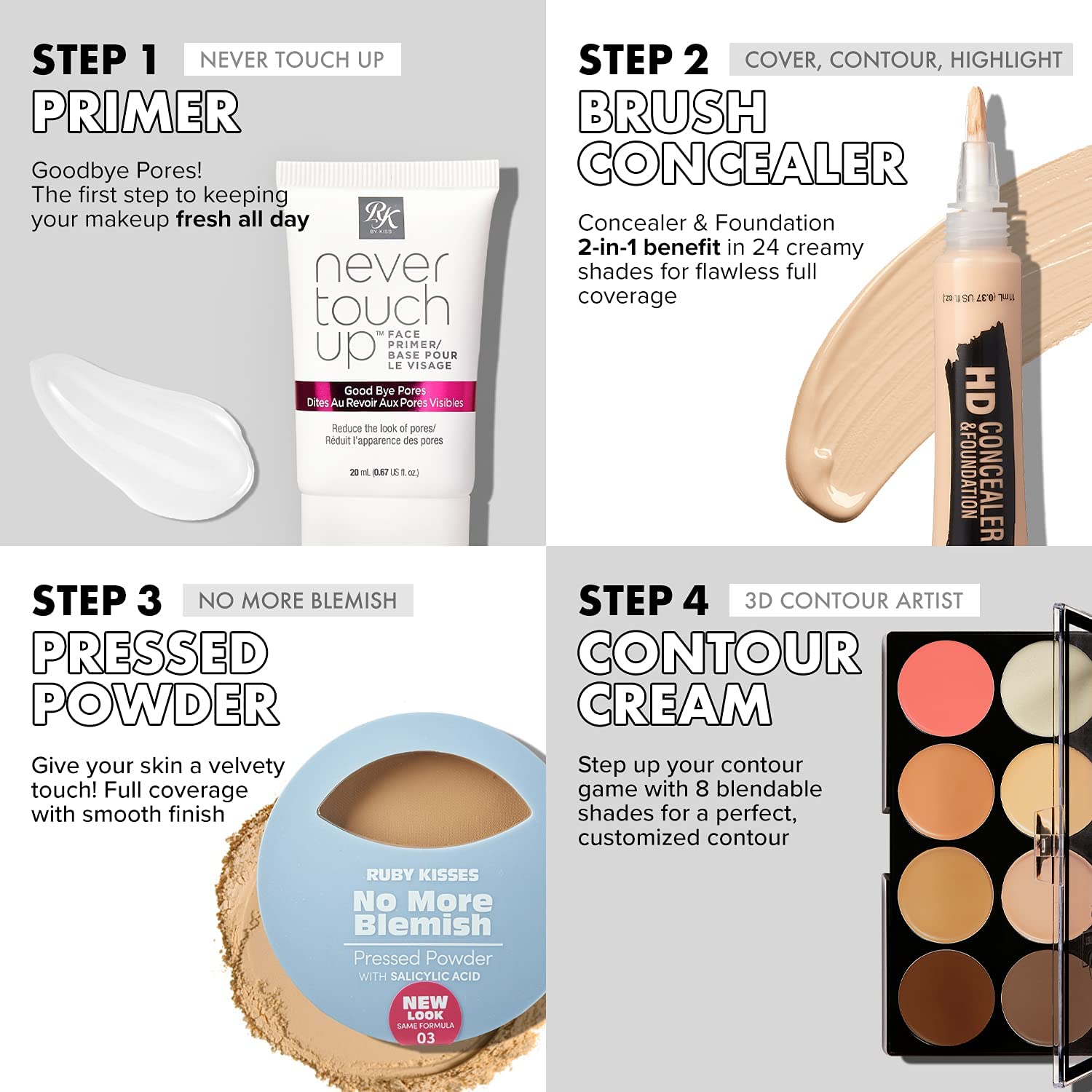 Ruby Kisses 3D Cream Contour Artist Set all-day wear formula close-up