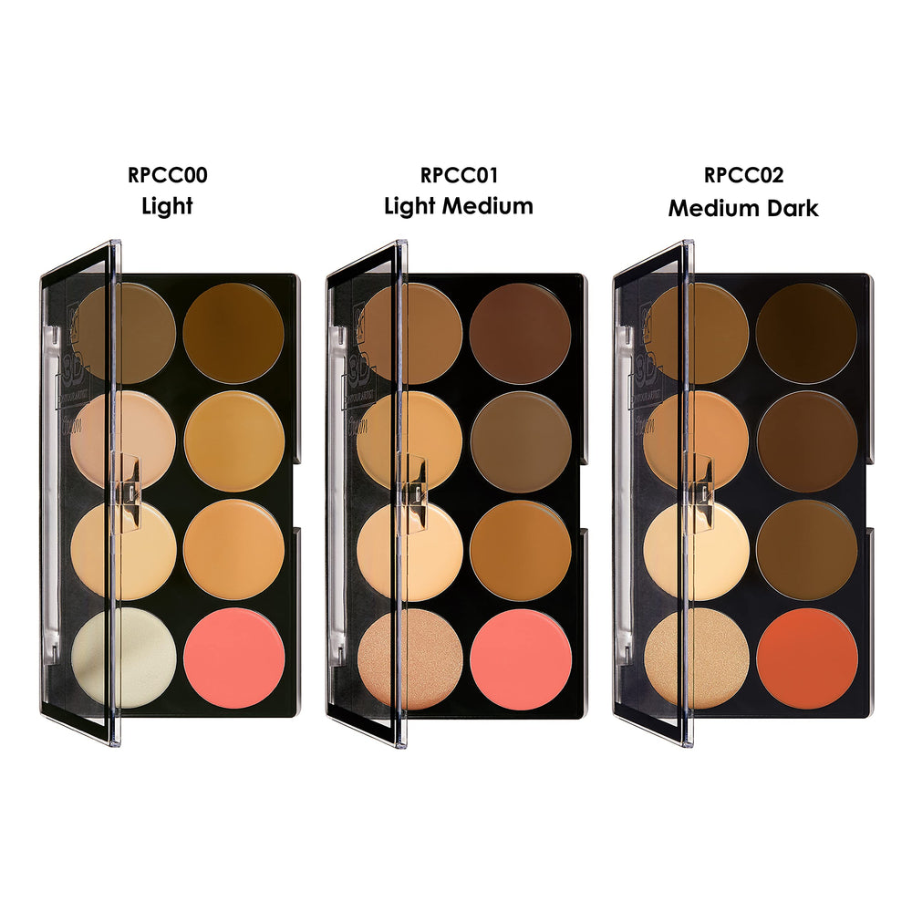 Ruby Kisses 3D Cream Contour Artist Set light medium swatches show versatile coverage
