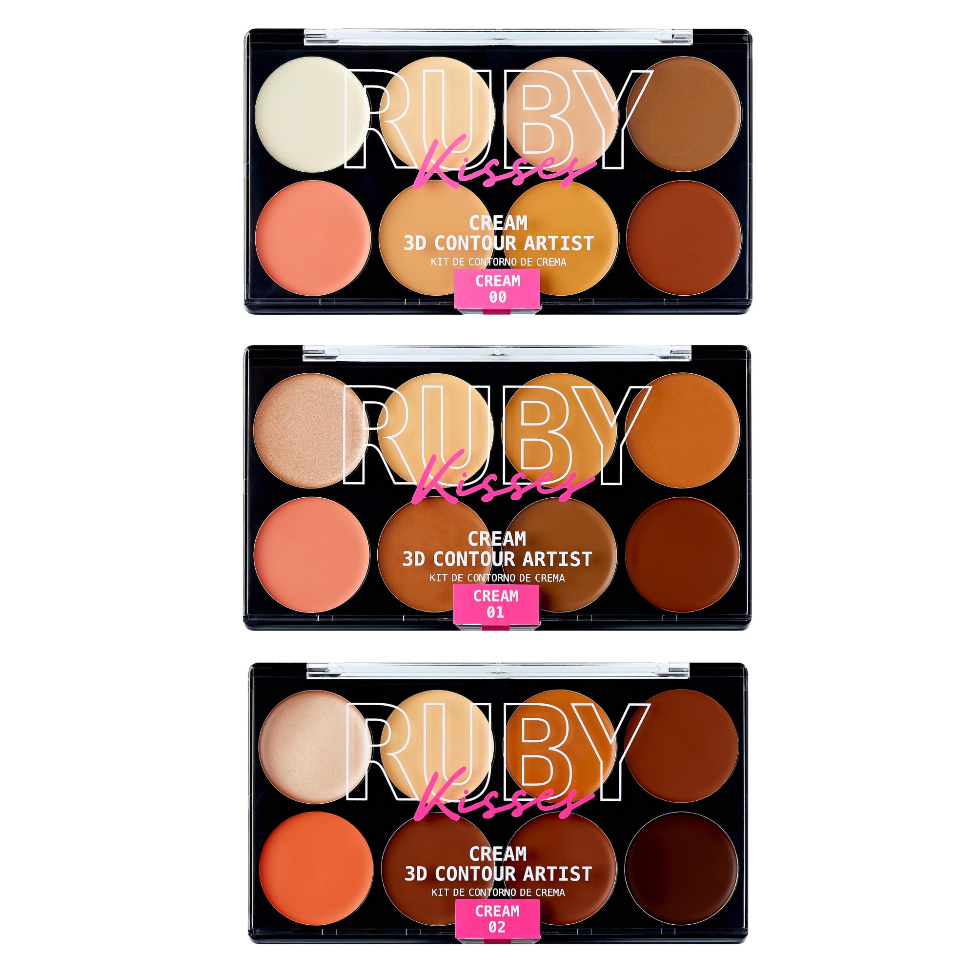 Ruby Kisses 3D Cream Contour Artist Set light open palette for seamless blending