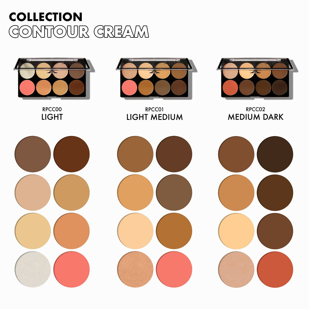 Ruby Kisses 3D Cream Contour Artist Set medium dark swatches for depth and sculpting