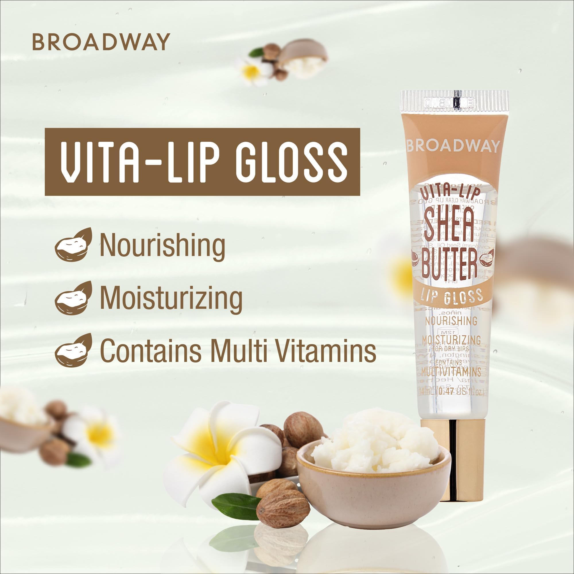 Ruby Kisses Broadway Vita-Lip Gloss close-up shows glossy lips