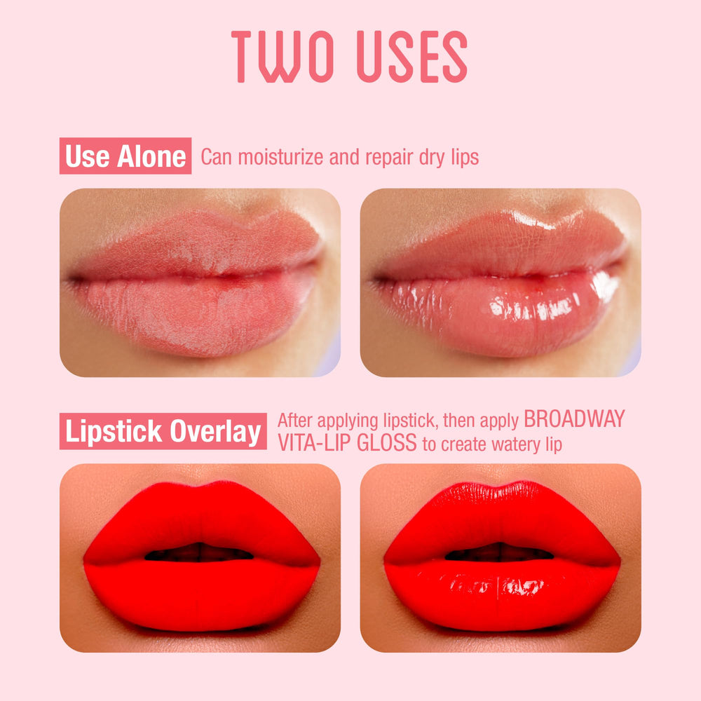 Ruby Kisses Broadway Vita-Lip vitamin oil blend moisturizes and nourishes lips