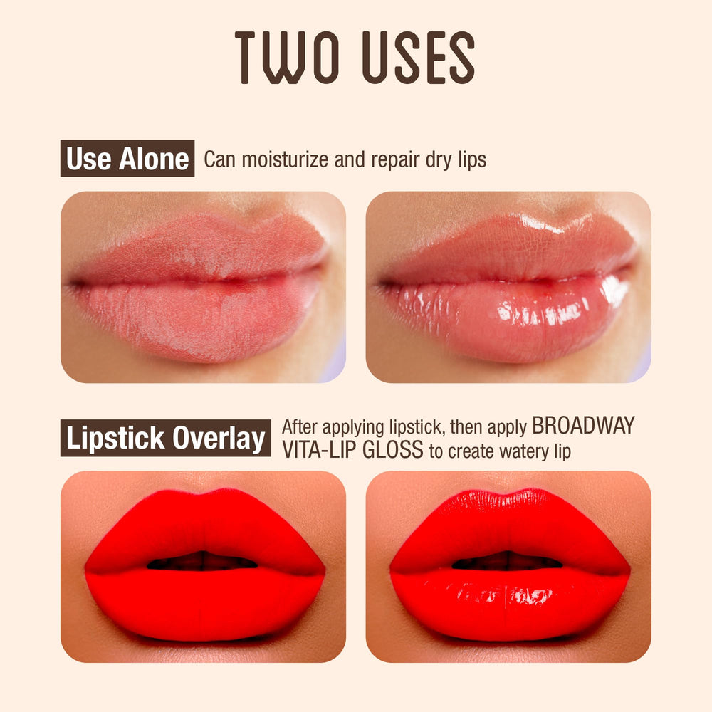 Ruby Kisses Broadway Vita-Lip pack display emphasizes coconut oil formula for moisturized lips