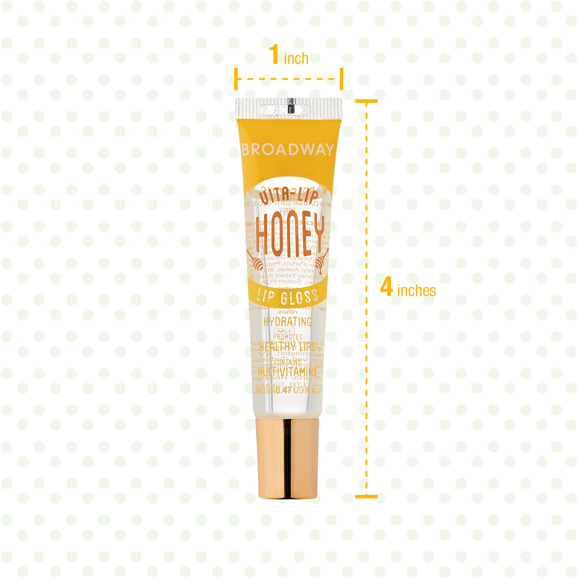 Ruby Kisses Broadway Vita-Lip mango essence hints at fruity gloss vibe.
