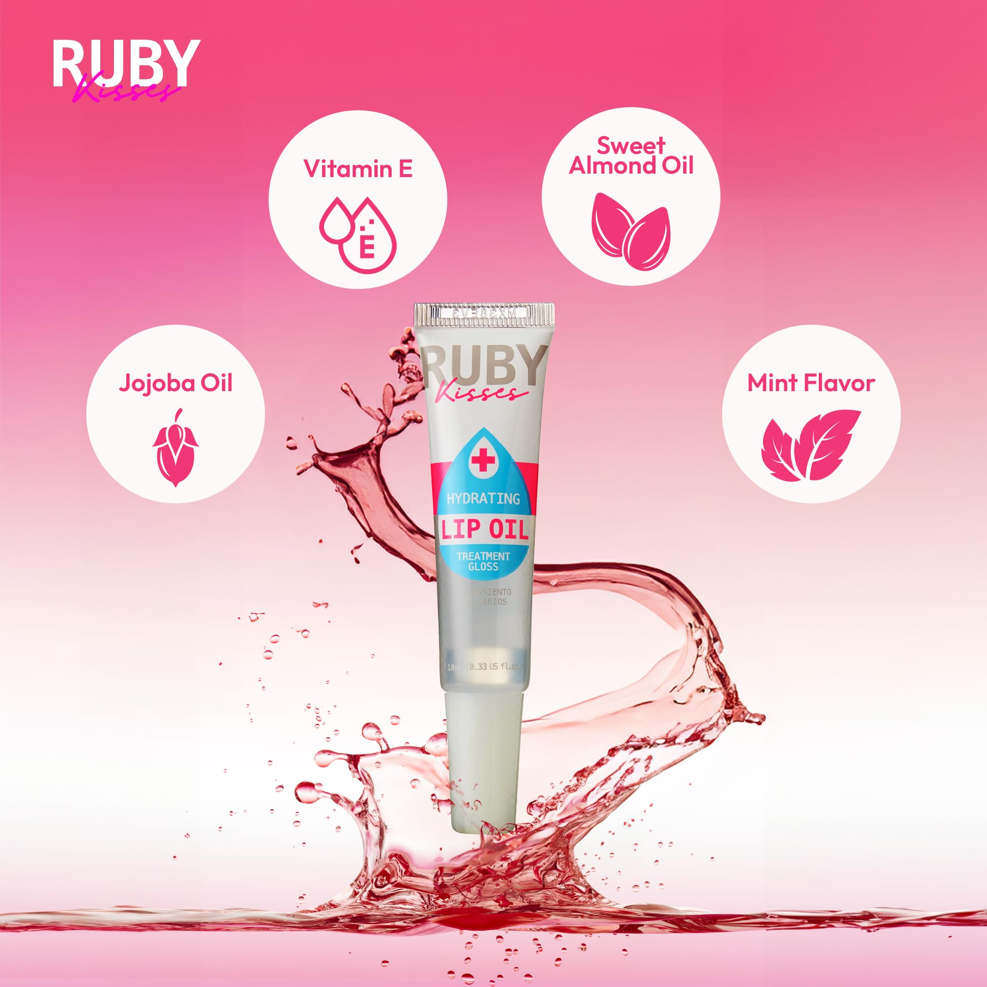 Ruby Kisses Hydrating Lip Oil Clear RLO01 pack display shows six-pack convenience.