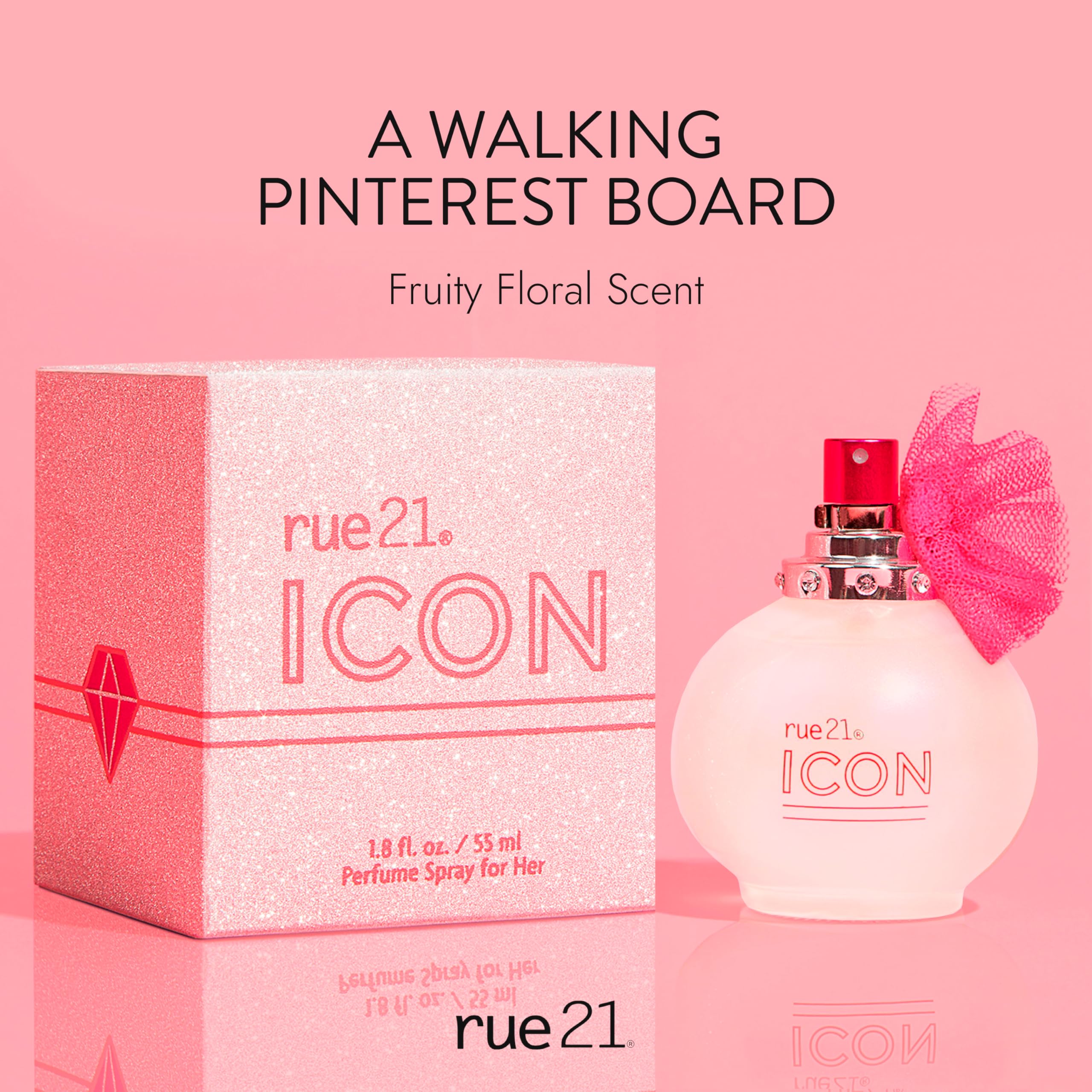 Rue 21 Icon cruelty-free logo signals animal-friendly beauty.