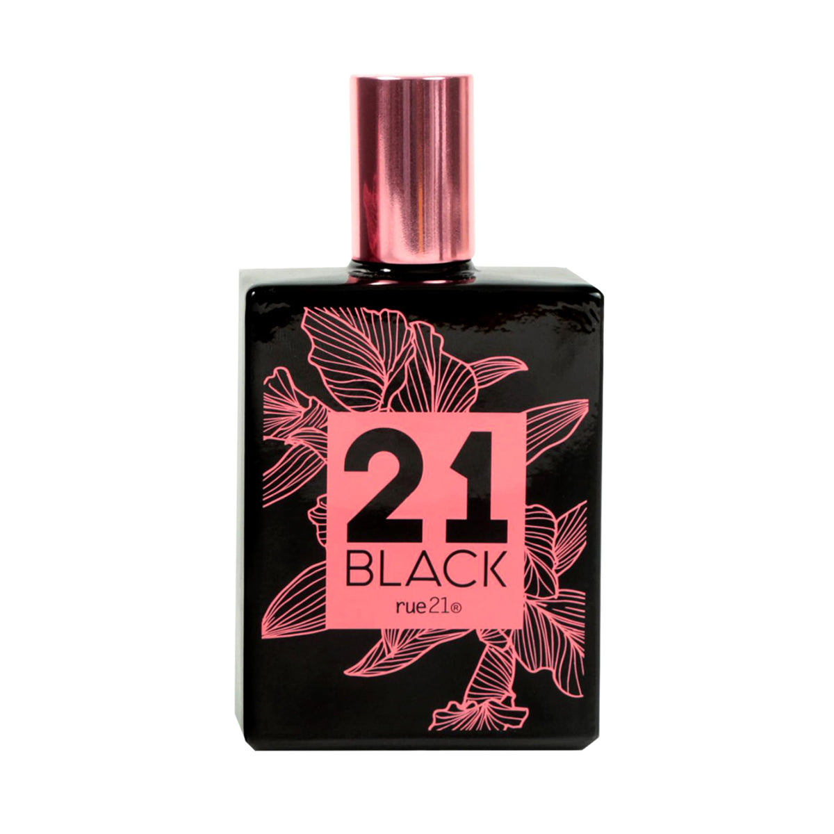 Rue 21 21 Black bottle closeup for confident evening wear.