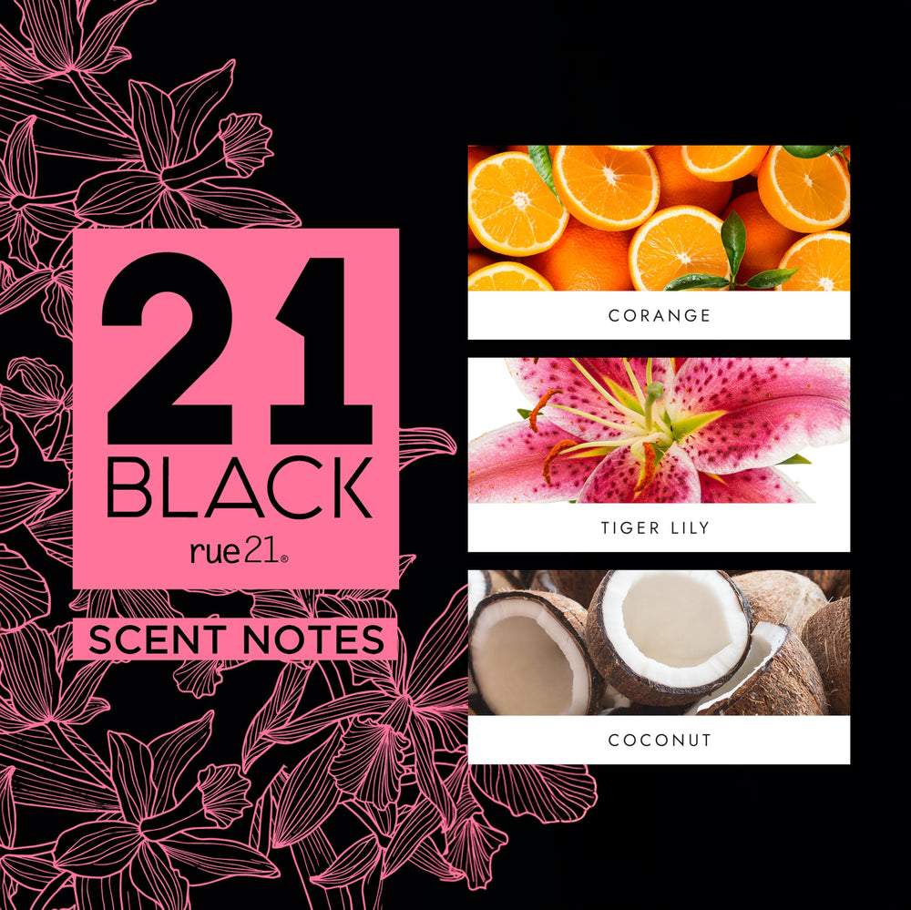 Rue 21 21 Black coastal notes evoke tropical ambiance.