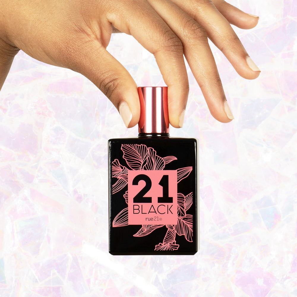 Rue 21 21 Black travel-size bottle suited for on-the-go fragrance.