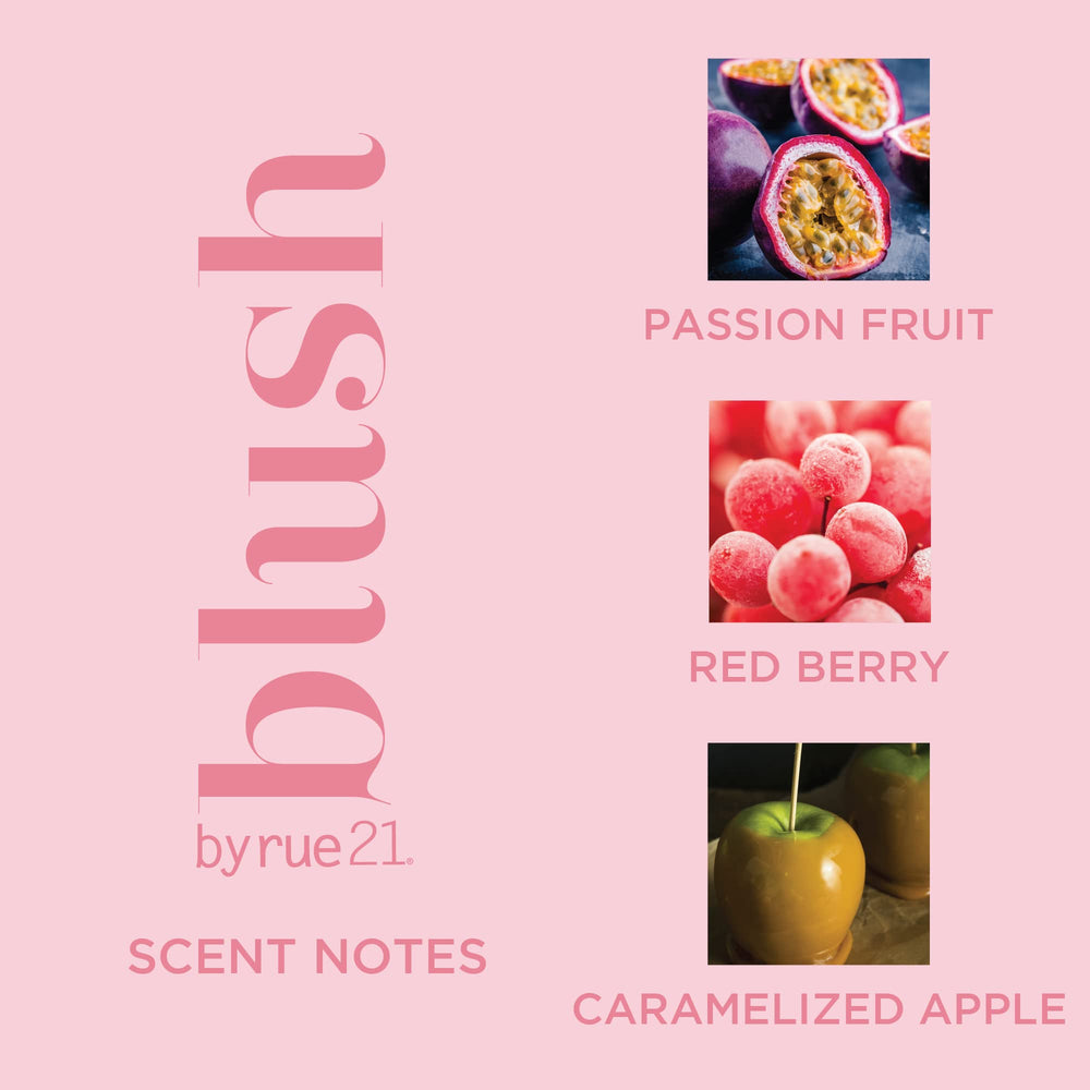 Rue 21 Blush Eau De Parfum packaging box highlights gift-ready presentation.