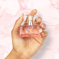 Rue 21 Pink Ice outer packaging near mirror for gifting-ready presentation.