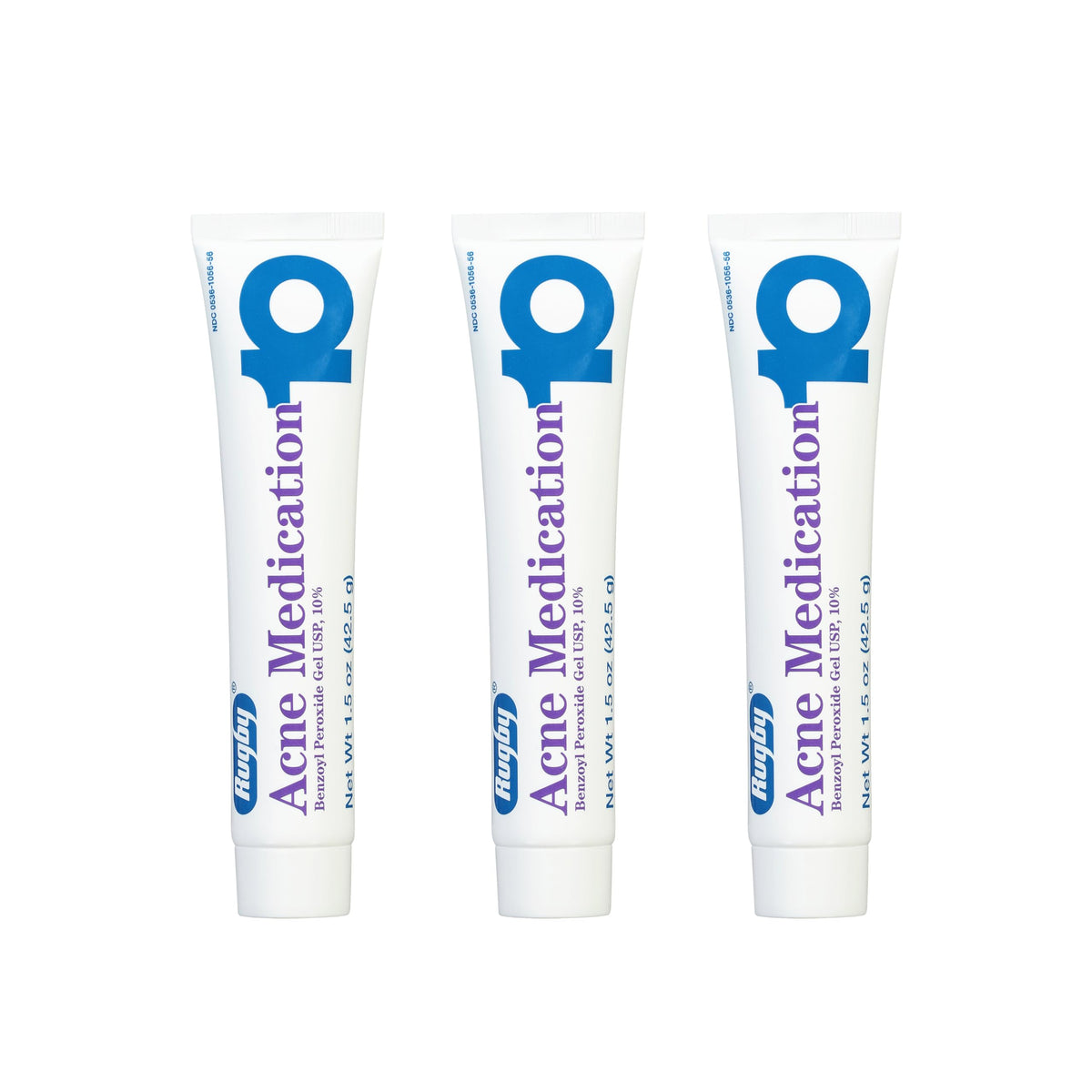 Rugby Laboratories benzoyl peroxide gel 10% tube close-up for acne care