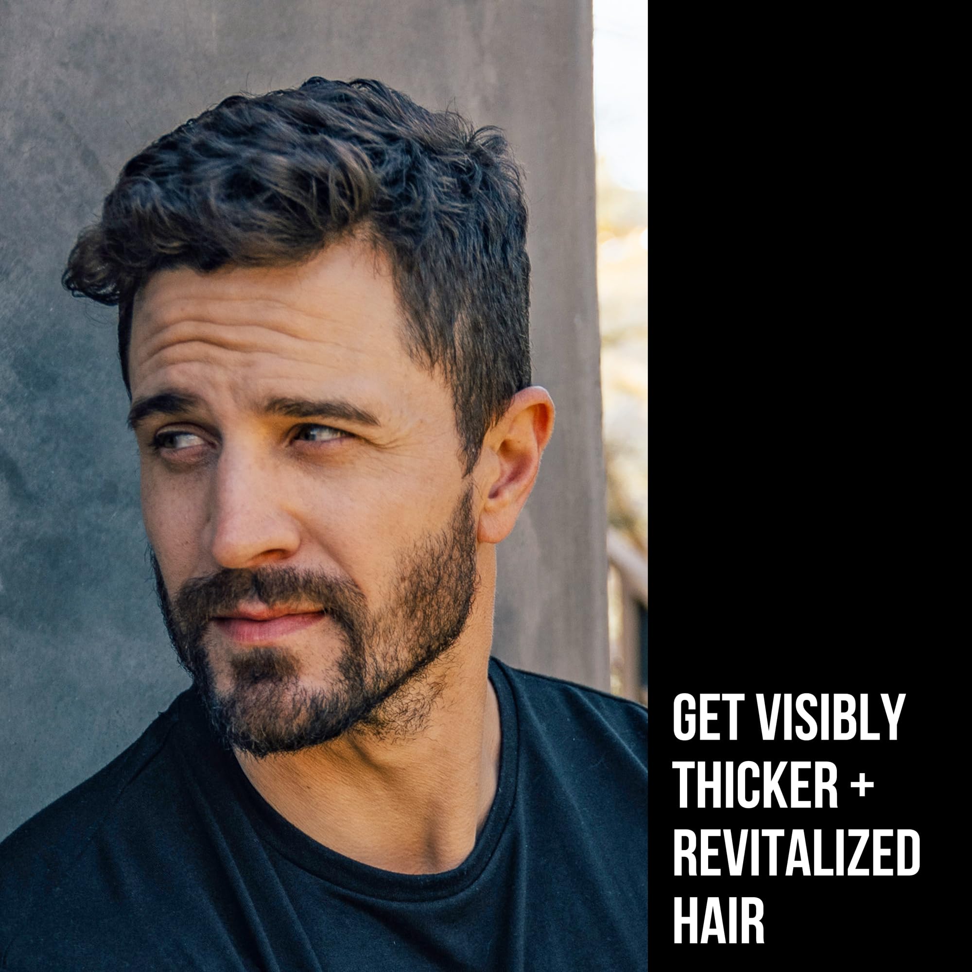 RUGGED & DAPPER bottle caffeine-infusion promotes an energized scalp for refreshed mornings