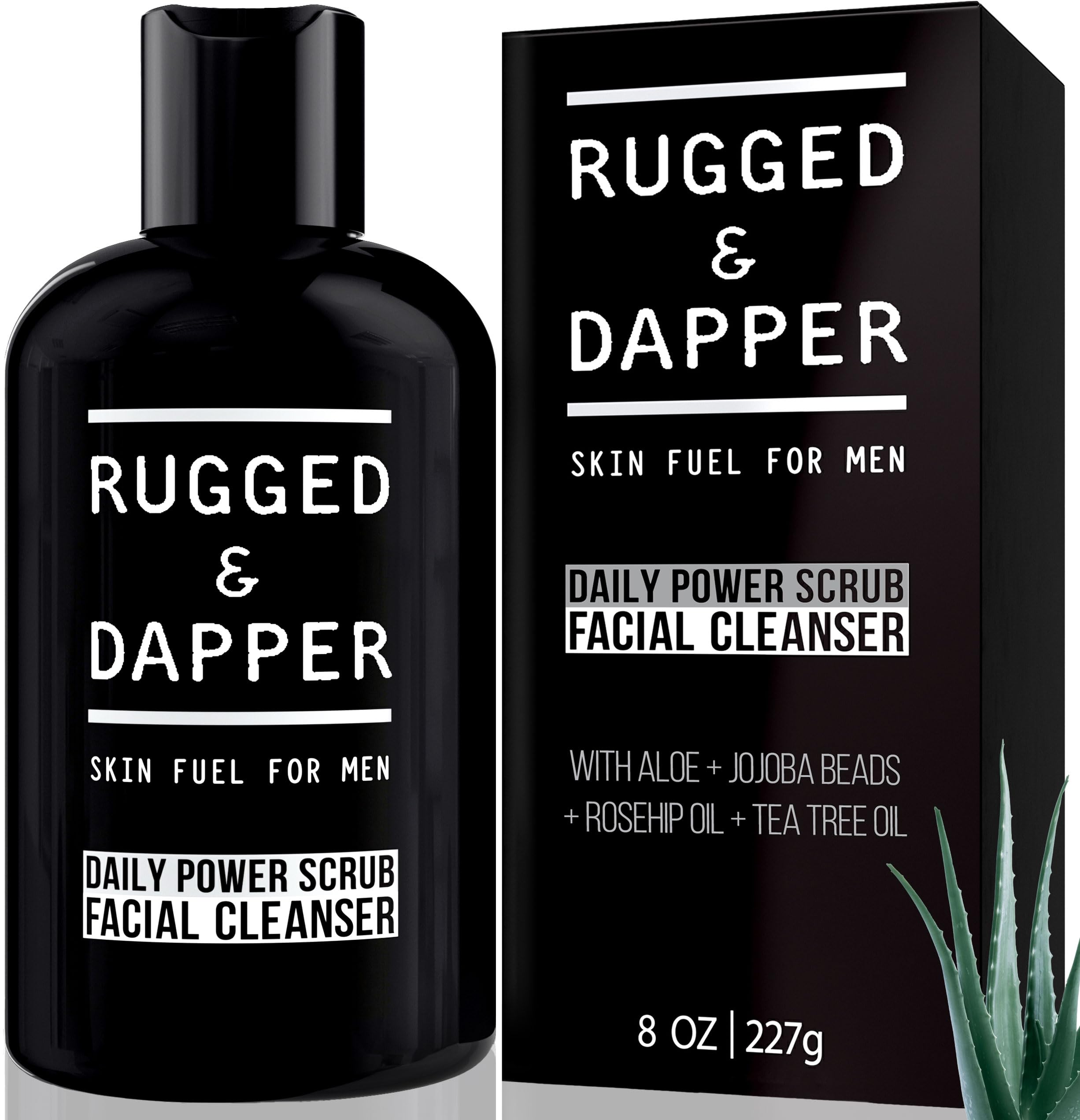 Rugged & Dapper daily face wash bottle ready for shower routine with refreshed skin