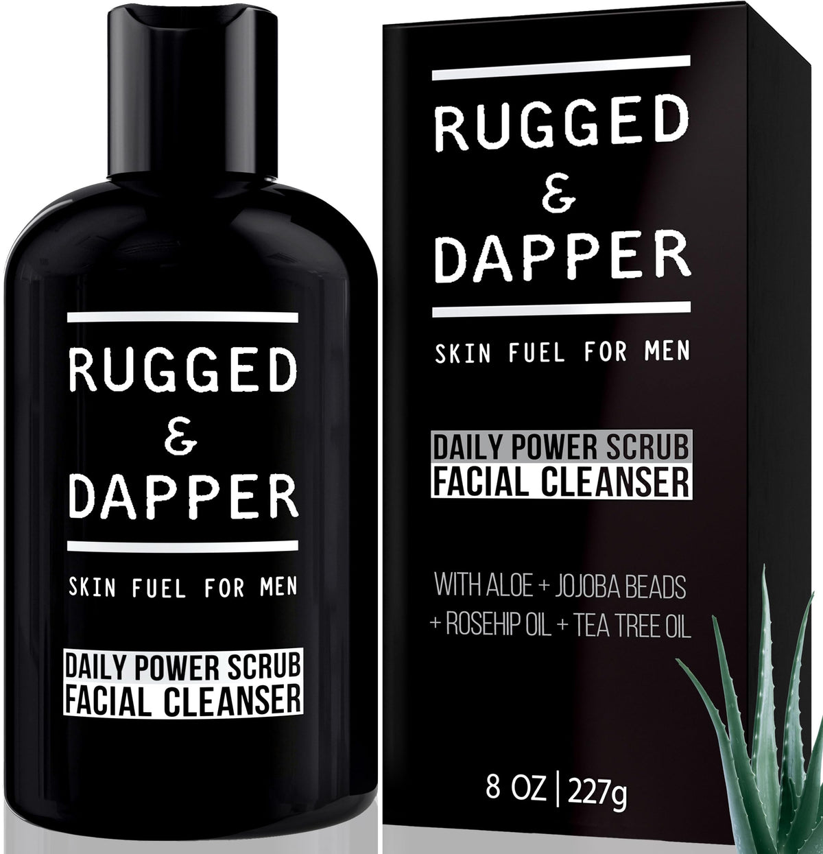 Rugged & Dapper daily face wash bottle ready for shower routine with refreshed skin