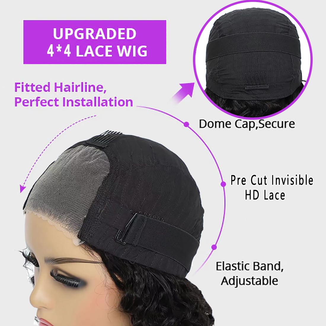 RUI MEI SI deep-wave bob wig front view adds textured, natural-looking volume