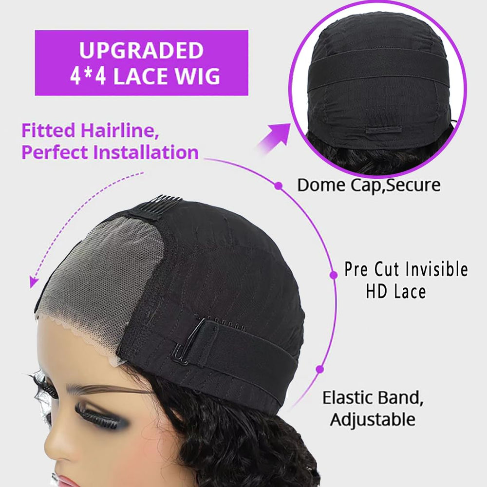 RUI MEI SI deep-wave bob wig front view adds textured, natural-looking volume