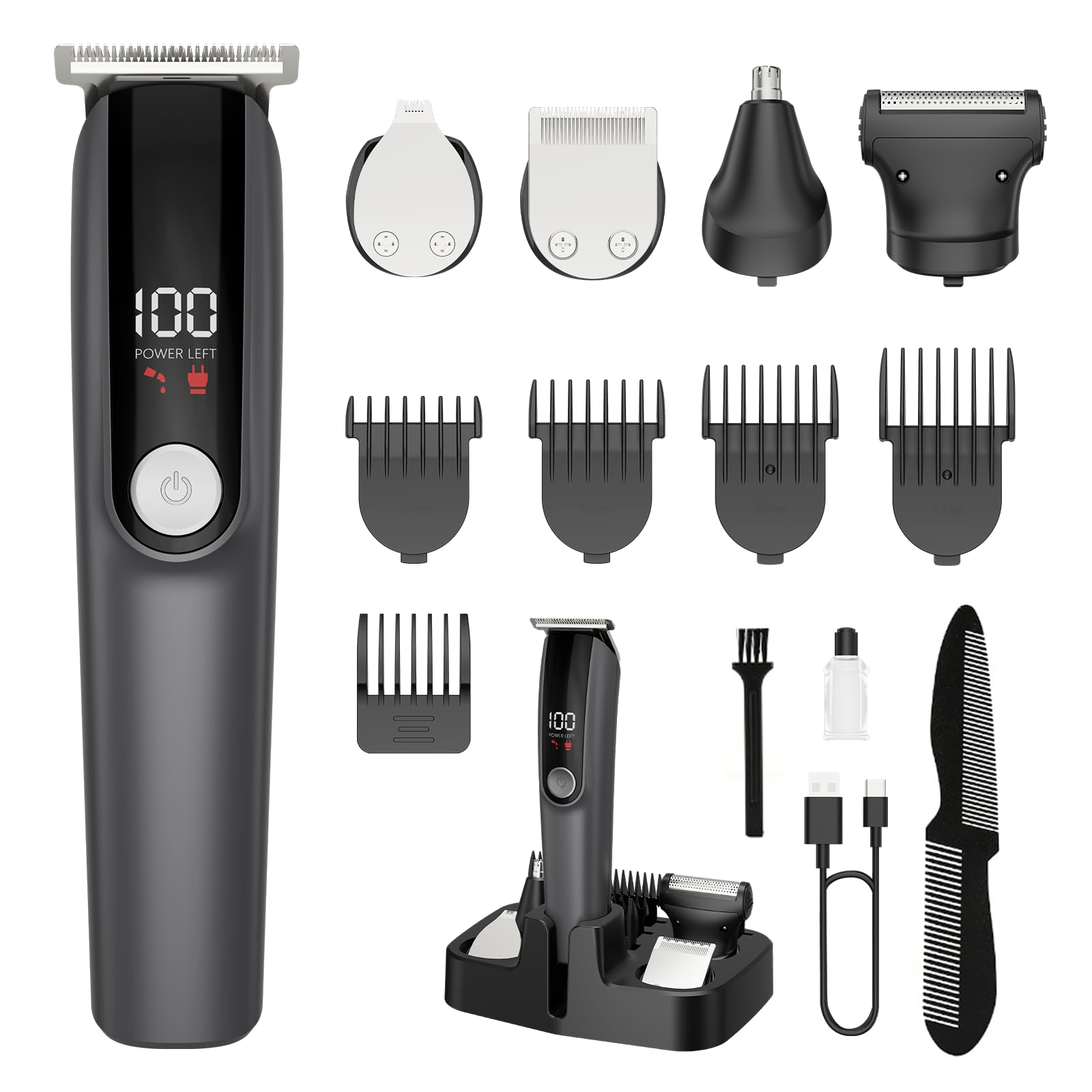 RUIBO 5-in-1 grooming kit heads for precise trimming and versatile styling options.