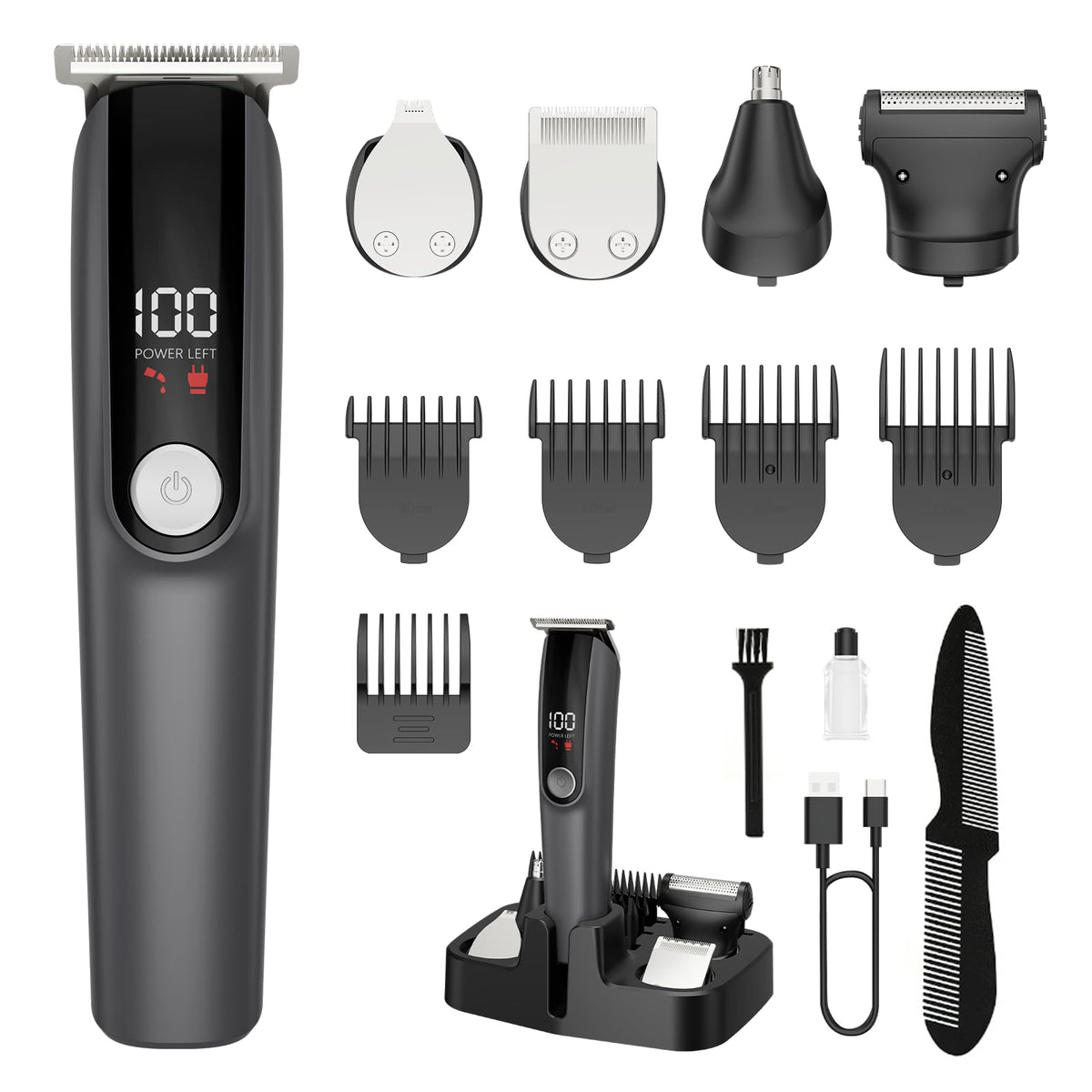 RUIBO 5-in-1 grooming kit heads for precise trimming and versatile styling options.