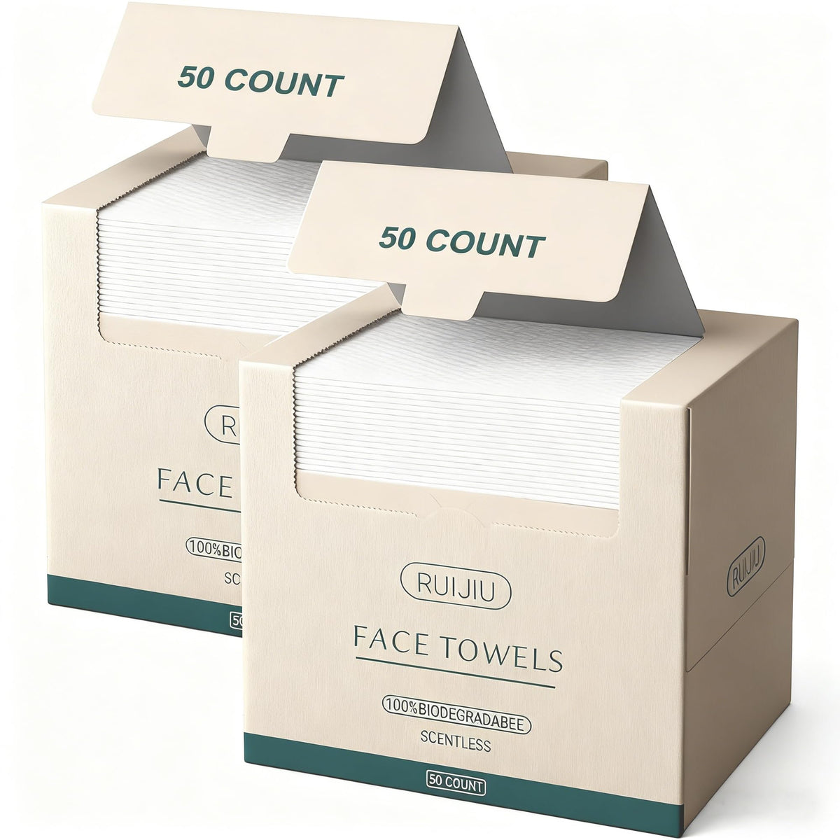 RUIJIU disposable face towels in pink packaging for easy daily cleansing.