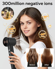 Ruikeeee hair dryer ionic motor detail highlights brushless 110000 RPM power.