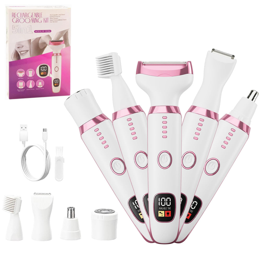 RUIM 5-in-1 women's electric razor kit for head-to-toe grooming including legs and face